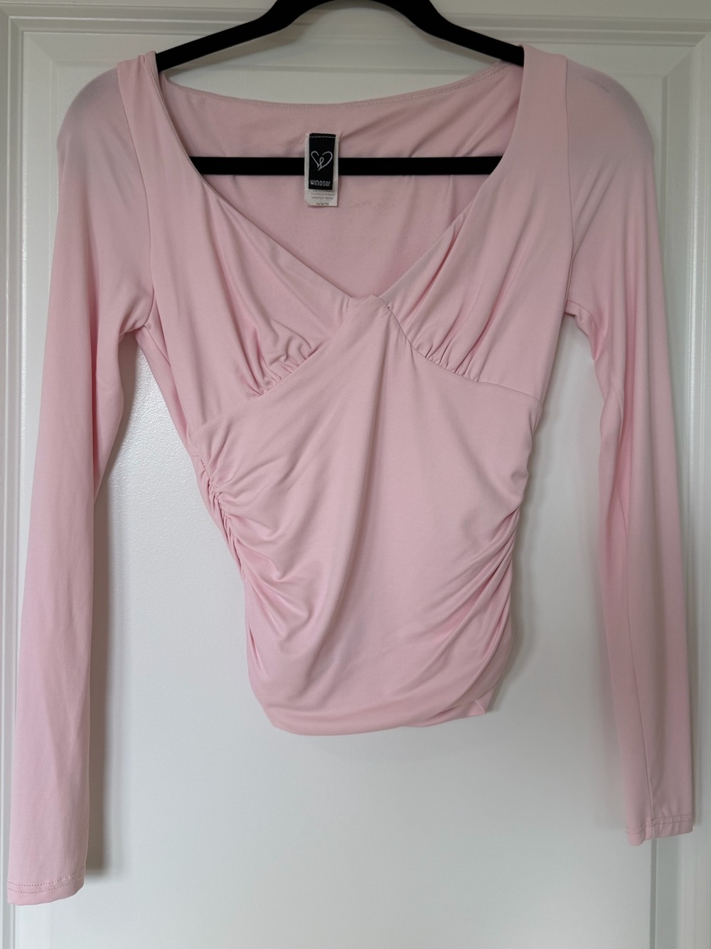 Long Sleeve V-Neck Ruched Top